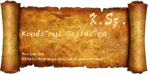 Kopányi Szilárd névjegykártya